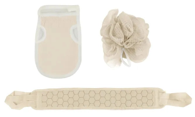 Harmony Series 3-Piece Shower Set (Loofah, Mitten & Back Scrubber)