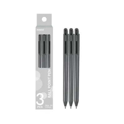 Retractable Ballpoint Pen 3 Pack(0.7mm, Blue) ï¼ˆDark Grey Barrel)