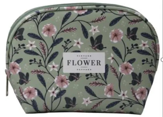 Green Wilderness Floral Shell Cosmetic Bag