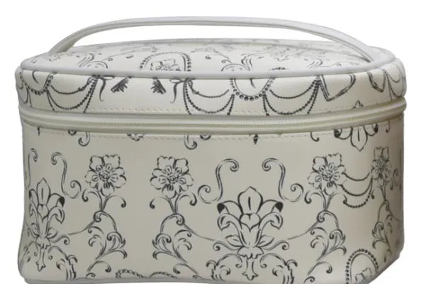 Black and White Floral Pattern Handheld Cosmetic Bag