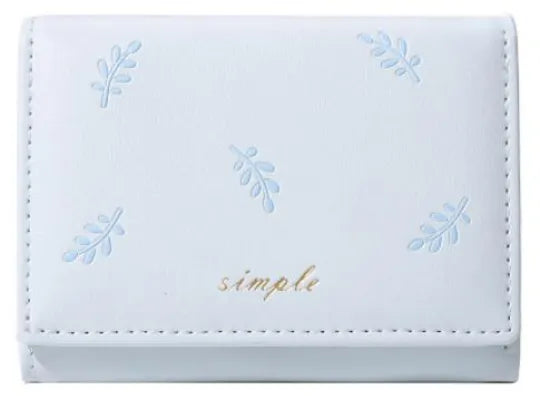 Leaf Short Tri-Fold Women's Wallet(Light Blue)