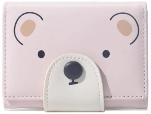 Bear Buckle Short Tri-Fold Women's Wallet(Light Pink)