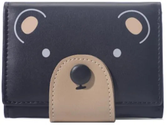 Bear Buckle Short Tri-Fold Women's Wallet(Black)