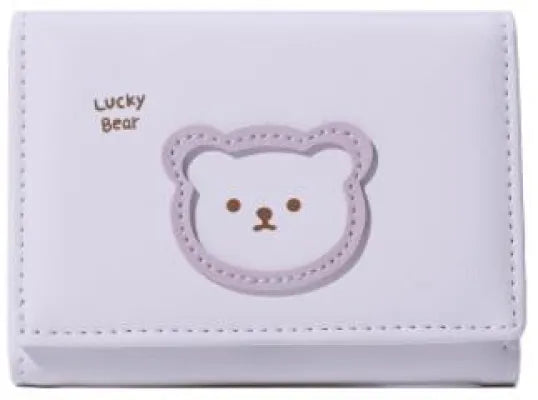 Lucky Bear Short Tri-Fold Women's Wallet(Light Purple)