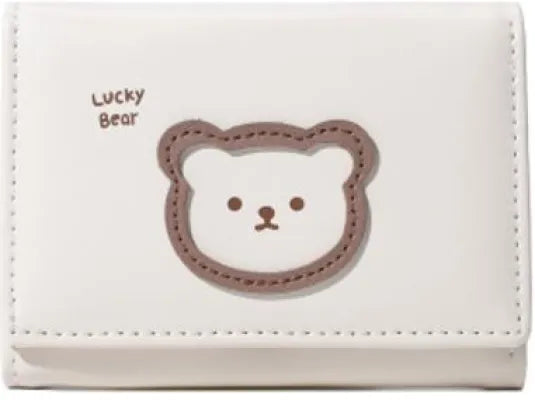 Lucky Bear Short Tri-Fold Women's Wallet(Light Apricot)