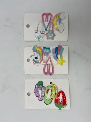 Summer Colors & Fruits & Unicorn Water Drop Hair Clips for Children