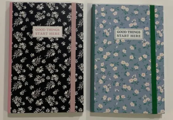 A6 Hardcover Book with Pocket 96 Sheets (2 Assorted Designs)(Flowers)
