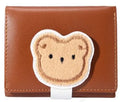 Womens Cute Fuzzy Bear Short Trifold Wallet(Brown)