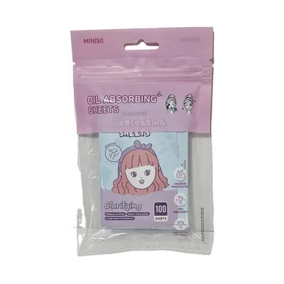 Miniso Natural Oil Absorbing Sheets 100 Sheets(Charcoal)