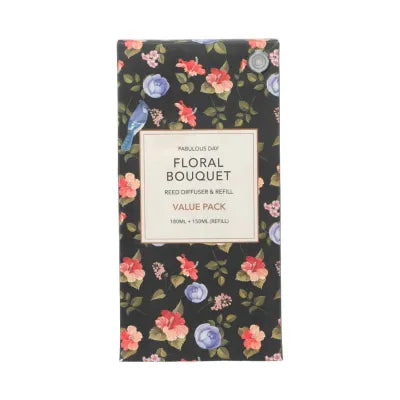 Fabulous Day Reed Diffuser & Refill Combo Set 180ML+150ML (Floral Bouquet, Black)