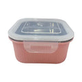 Miniso Microwave safe striped square box- 800ml(Pink)