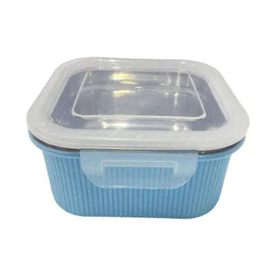 Miniso Microwave safe striped square box- 800ml(Light Blue)