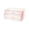 Double-layer Jewelry Storage Box with Drawers (L) (Pink)