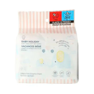 Baby Holiday Baby Thick Soft Wet Wipes (20 WipesÃ—5 Packs)
