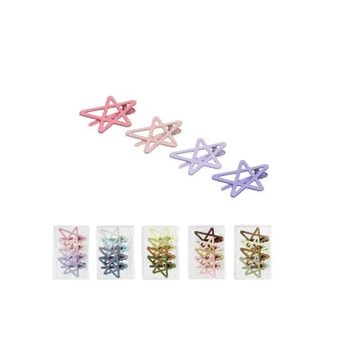 Solid Color Five-Pointed Star Hair Clips (4 pcs)