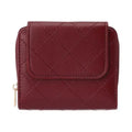 Quilted Bi-Fold Short Zipper Women's Wallet(Wine Red)