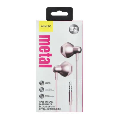 3.5mm Metal Half-in-ear Earphones  (Pink)