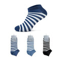 Classic Striped Odor Control Mens Ankle Socks 3 Pairs (Blue)