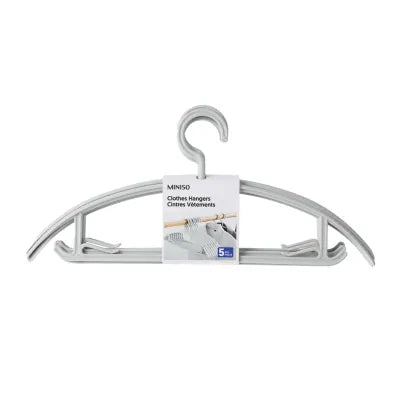 Minimalist Solid Color Plastic Clothes Hangers (5 pcs)(Gray)
