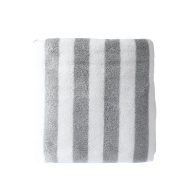 Classic Striped Coral Fleece Bath Towel(Gray)