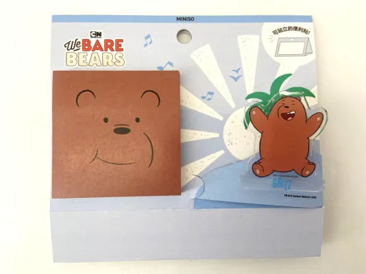 WE BARE BEARS SEASIDE MUSIC FESTIVAL Sticky Notes 80 Sheets & Acrylic Clip (Grizz) PDQ