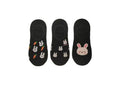 Animal Series Bunny No-Show Socks (3 Pairs)(Black)