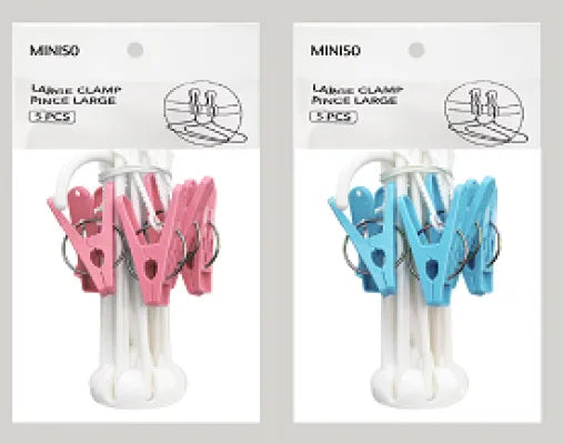 Colorful Folding Laundry Drying Rack with 8 Clips (Blue/Pink)