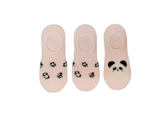 Animal Series Panda No-Show Socks (3 Pairs)(Pink)