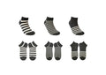 Mens Striped Ankle Socks (6 Pairs)(Gray)