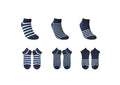Mens Striped Ankle Socks (6 Pairs)(Blue)