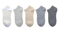 Womens Ankle Socks (5 Pairs)(Yellow & Gray)