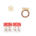 Christmas Series Snowflake Bell Stud Earrings (2 Pairs)